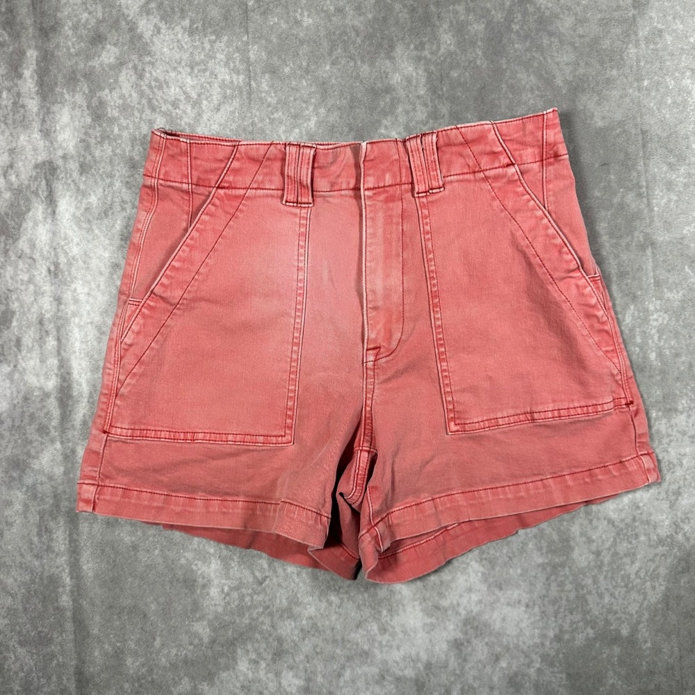 Pistola Womens High Rise Utility Shorts Coral Pink Size 27 Front Patch Pockets